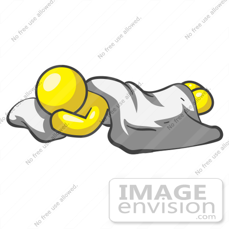 #37761 Clip Art Graphic of a Yellow Guy Character Sleeping by Jester Arts