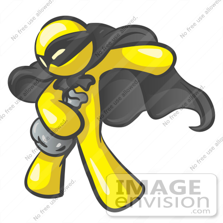 #37765 Clip Art Graphic of a Yellow Guy Character Robber by Jester Arts