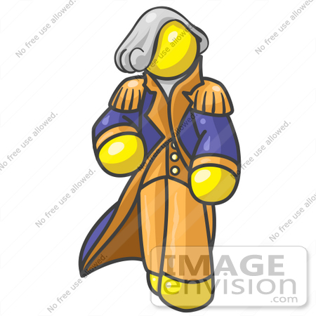 #37778 Clip Art Graphic of a Yellow Guy Character as George Washington by Jester Arts