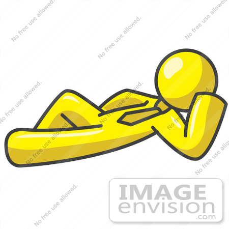 #37785 Clip Art Graphic of a Yellow Guy Character Resting by Jester Arts