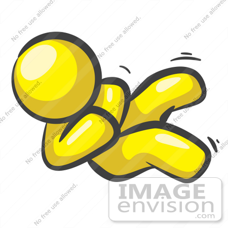 #37796 Clip Art Graphic of a Yellow Guy Character Giggling by Jester Arts