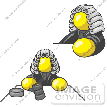 #37811 Clip Art Graphic of a Yellow Guy Character Judge by Jester Arts