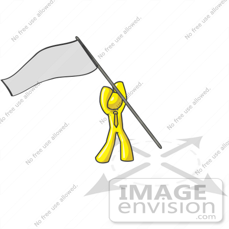 #37826 Clip Art Graphic of a Yellow Guy Character Claiming Territory by Jester Arts