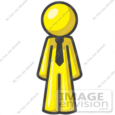 #37851 Clip Art Graphic of a Yellow Guy Character Wearing a Tie by Jester Arts