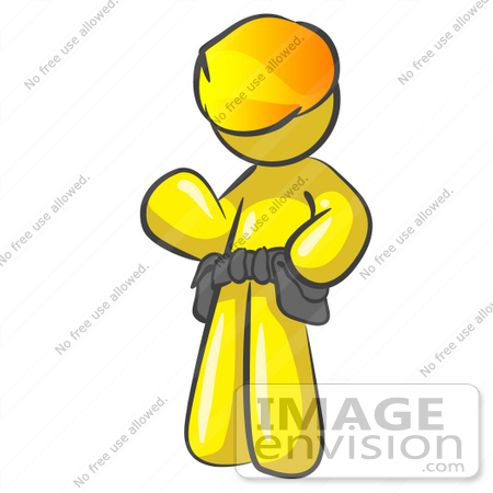 #37852 Clip Art Graphic of a Yellow Guy Character With a Hardhat and Tool Belt by Jester Arts