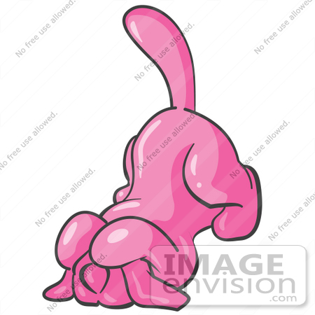 #37867 Clip Art Graphic of a Pink Dog Cowering by Jester Arts