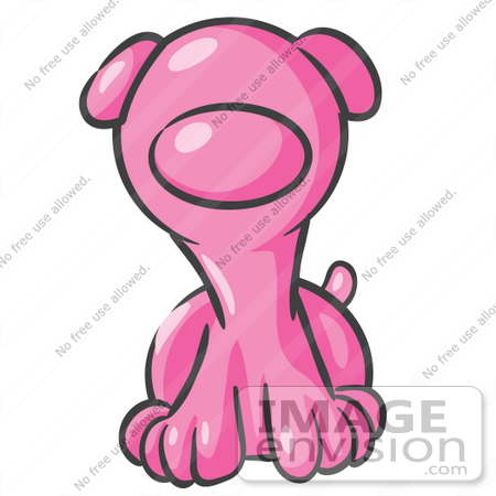 #37887 Clip Art Graphic of a Pink Puppy Dog by Jester Arts