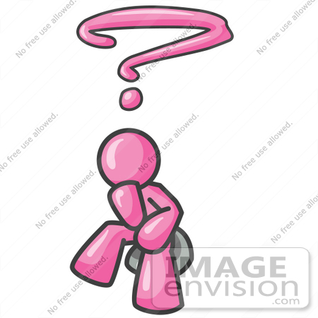 #37903 Clip Art Graphic of a Pink Guy Character Wondering by Jester Arts