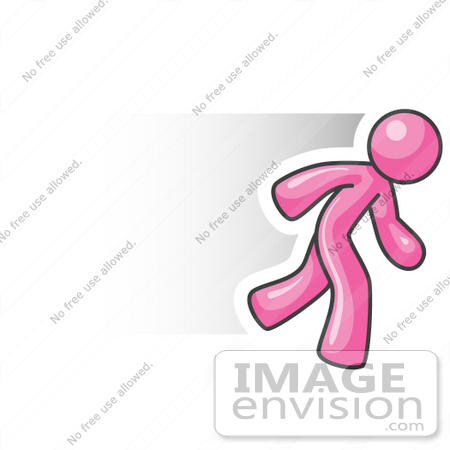 #37911 Clip Art Graphic of a Pink Guy Character Running by Jester Arts