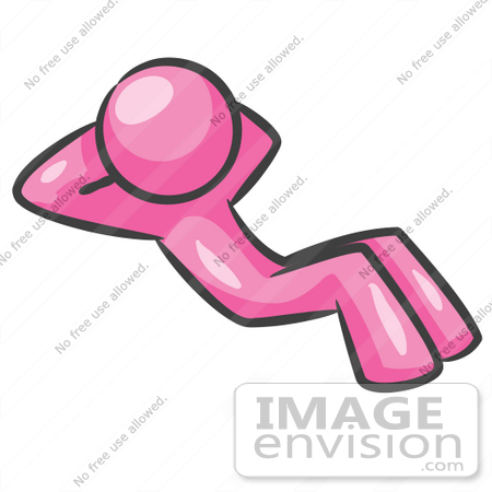 #37928 Clip Art Graphic of a Pink Guy Character Doing Sit Ups or Crunches by Jester Arts