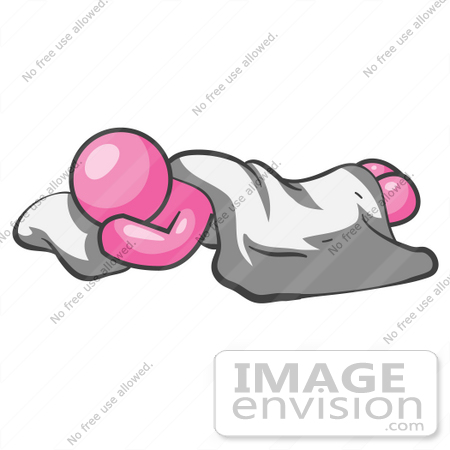 #37929 Clip Art Graphic of a Pink Guy Character Sleeping by Jester Arts