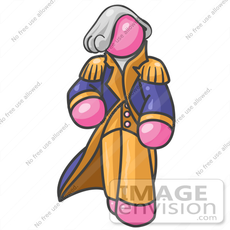 #37934 Clip Art Graphic of a Pink Guy Character as George Washington by Jester Arts