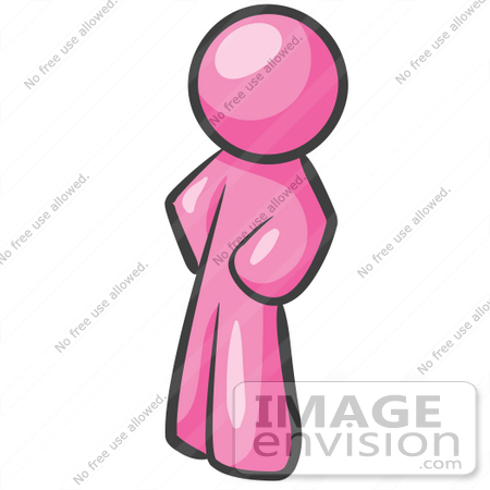 #37941 Clip Art Graphic of a Pink Guy Character Standing With His Hands on His Hips by Jester Arts