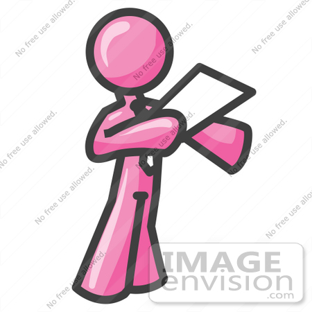 #37945 Clip Art Graphic of a Pink Guy Character Giving a Speech by Jester Arts