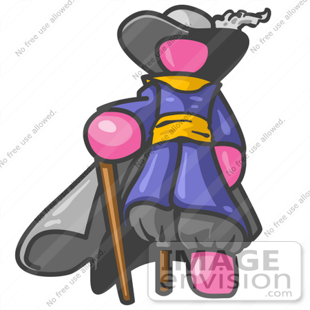 #37966 Clip Art Graphic of a Pink Guy Character Pirate by Jester Arts