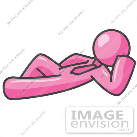 #37973 Clip Art Graphic of a Pink Guy Character Resting by Jester Arts