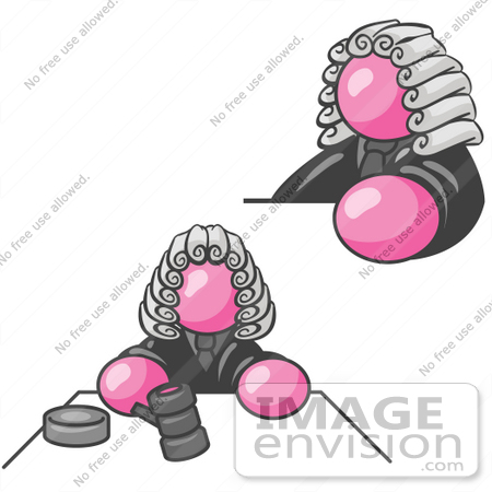 #37980 Clip Art Graphic of a Pink Guy Character Judge by Jester Arts