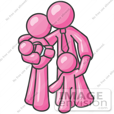 #37996 Clip Art Graphic of a Pink Guy Character Family by Jester Arts