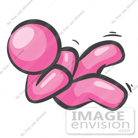 #38003 Clip Art Graphic of a Pink Guy Character Giggling by Jester Arts