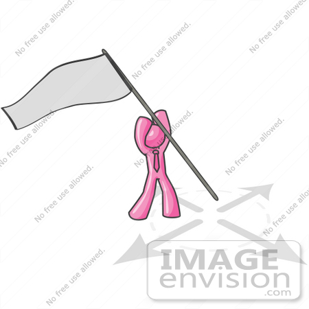 #38025 Clip Art Graphic of a Pink Guy Character Claiming Territory by Jester Arts