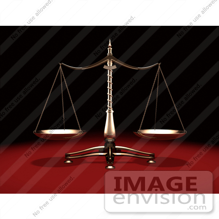#38134 Clip Art Graphic of a Balanced Brass Justice Scale, Symbolizing Equality, Over A Red And Black Background by Oleksiy Maksymenko