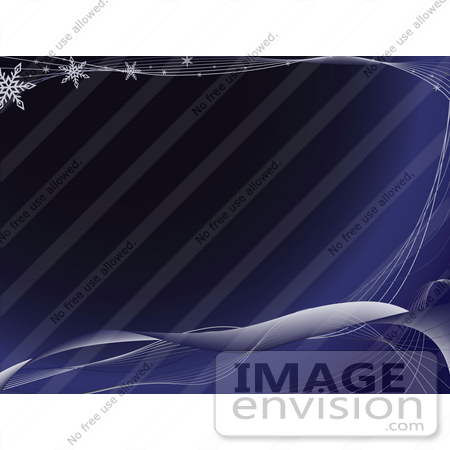 #38139 Clip Art Graphic of a Blue Background Bordered By White Waves With Snowflakes by Oleksiy Maksymenko