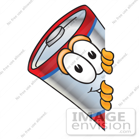 #38156 Clip Art Graphic of a Battery Mascot Character Peeking Around a Corner by toons4biz