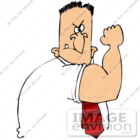 #38909 Clip Art Graphic of a Caucasian Man Threatening With His Muscles by DJArt