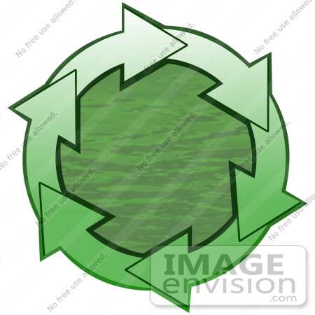 #40673 Clip Art Graphic of Gradient Green Arrows Circling Green Rippling Water by DJArt