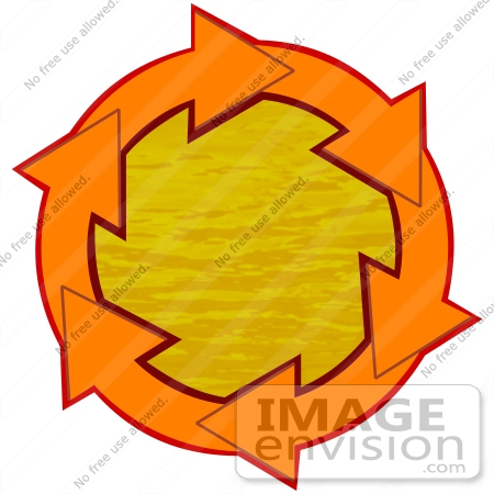 #40675 Clip Art Graphic of Orange Arrows Circling Orange Rippling Water by DJArt