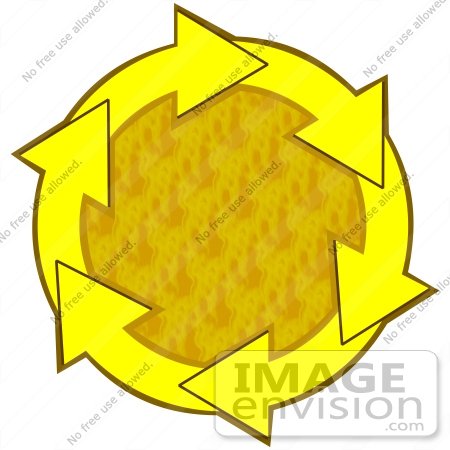 #40677 Clip Art Graphic of Yellow Arrows Circling A Textured Yellow Center by DJArt