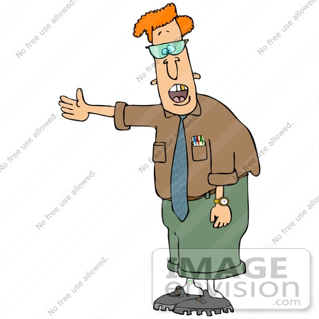 #40682 Clip Art Graphic of a Nerdy Caucasian Man With a Gold Tooth, Complaining and Gesturing by DJArt