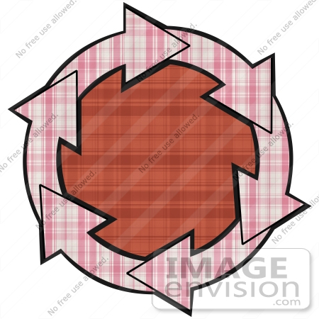 #40693 Clip Art Graphic of Pink Plaid Arrows Circling A Red Plaid Center by DJArt