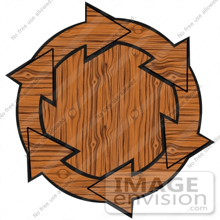 #40702 Clip Art Graphic of Wooden Arrows Circling A Wood Center by DJArt