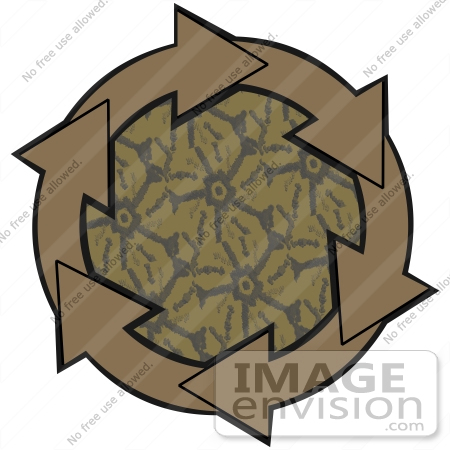#40703 Clip Art Graphic of Brown Arrows Circling A Patterned Center by DJArt