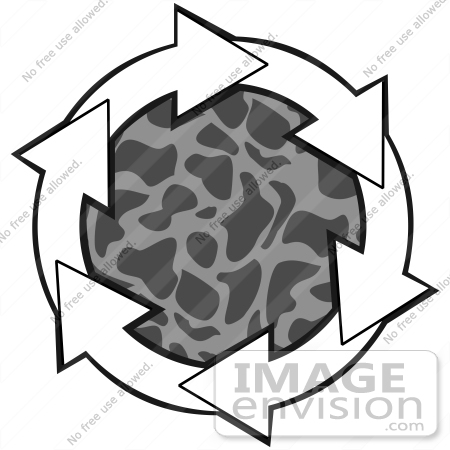 #40708 Clip Art Graphic of White Arrows Circling A Patterned Gray Center by DJArt