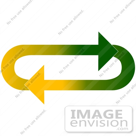 #40709 Clip Art Graphic of Gradient Green And Yellow Arrows Circling In An Oval In A Clockwise Motion by DJArt
