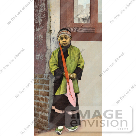 #40725 Stock Photo Of A Young Chinese Girl Standing At The Corner Of A Building by JVPD