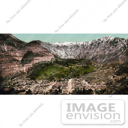 #40737 Stock Photo of The San Juan Mountains Looming Over The Small City Of Ouray, Colorado by JVPD