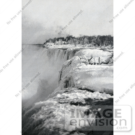 #40784 Stock Photo of Snow Along The Top Of American Falls, Niagara Falls, In Winter, New York by JVPD