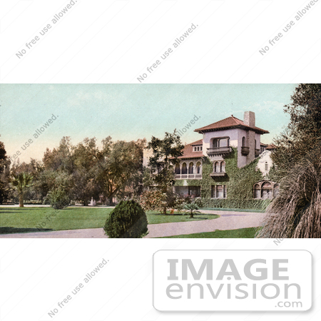 #40817 Stock Photo of a Large Beautiful Home And Landscaping On Orange Grove Avenue In Pasadena, California by JVPD