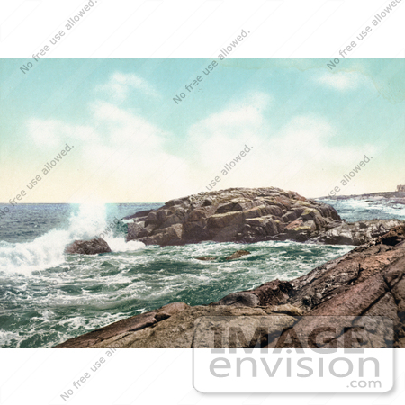 #40821 Stock Photo of Waves Crashing Against Indian Rock Formation At The Narragansett Pier In Rhode Island by JVPD