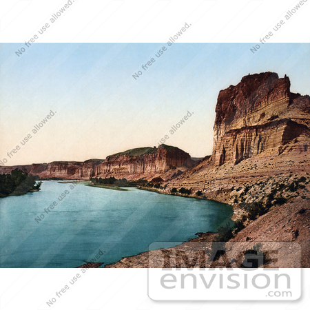 #40825 Stock Photo of a Curve In The Green River, Lined With Bluffs, Utah by JVPD