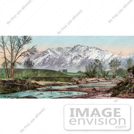 #40833 Stock Photo of a View Of A Creek And Green Pastures Near Cheyenne Mountain, Colorado by JVPD