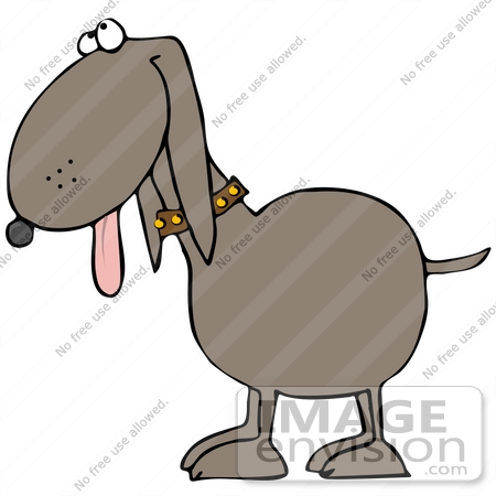 #40844 Clip Art Graphic of a Panting Dog Hanging His Tongue Out And Looking Upwards by DJArt