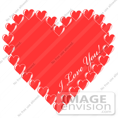 #40861 Clip Art Graphic of I Love You Text Inside A Big Red Valentine Heart, Bordered By Small Hearts by Oleksiy Maksymenko