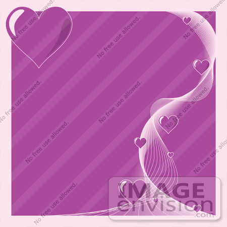 #40863 Clip Art Graphic of a Border Of Little Hearts And White Lines Over Purple by Oleksiy Maksymenko