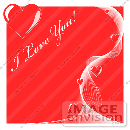 #40864 Clip Art Graphic of I Love You Text Over Red With Hearts And White Lines by Oleksiy Maksymenko