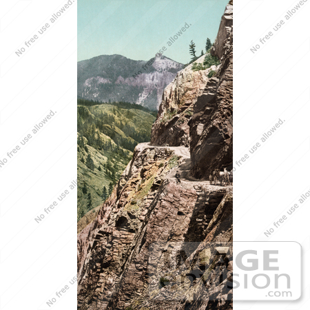 #40880 Stock Photo Of Silverton Toll Road Winding Along The Mountainside, Ouray, Colorado by JVPD