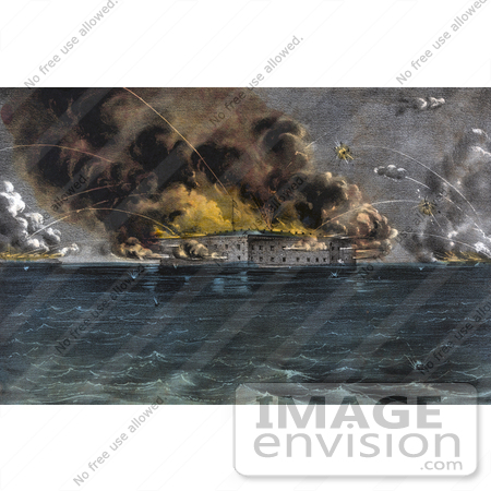 #40918 Stock Illustration Of Explosions During The Bombardment Of Fort Sumter, Charleston Harbor, South Carolina On The 12th And 13th Of April, 1861 by JVPD